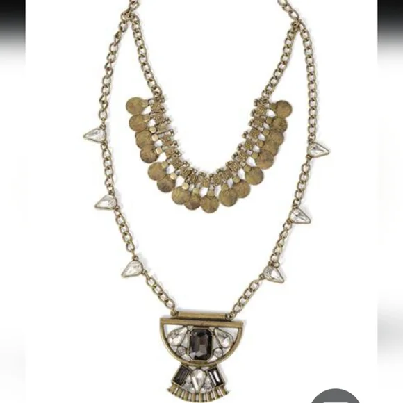 VENUS Gold Moroccan Coin Simulated Gemstone Necklace Costume Gift Indie Gypsy - Picture 2 of 6